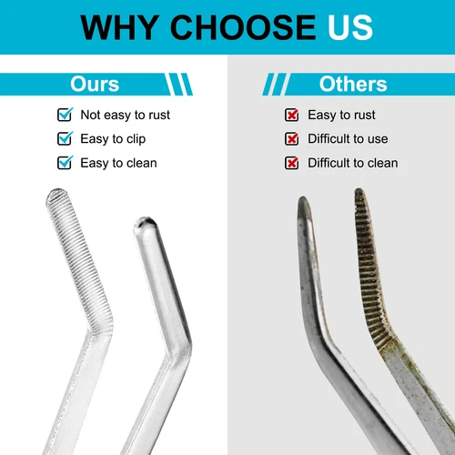 2Pcs Kitchen Tweezers Stainless Steel 8 Inch Food Tongs Silver Straight Clip - Picture 5 of 6