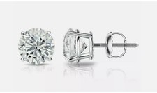 2Ct Round Cut VVS1/ D Lab Created Stud Earrings 14K White Gold FL 7mm Screw Back