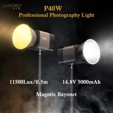 LUXCEO P40W 40w Portable COB LED Video Light Bi-Color 2500K-6500K 5000mAh Light