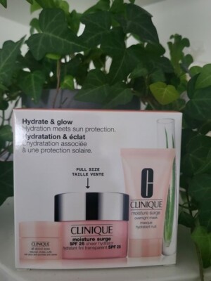 Clinique Set: All About Eyes,Overnight Mask,Moisture Surge SPF 25 Sheer Hydrator