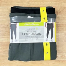 Eddie Bauer 2 Pack Fleece Lounge Joggers, NEW, Women’s Sz Small, Green Black