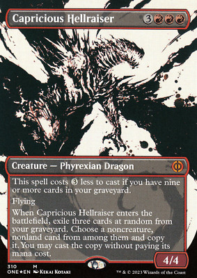 Capricious Hellraiser V.1  FOIL Borderless Phyrexia: All Will Be One MTG