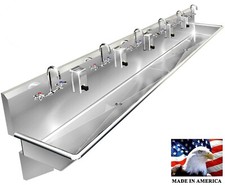MULTI STATION 6 USERS HAND SINK 132" MANUAL FAUCET (2) 2" NPT DRAINS MADE IN USA