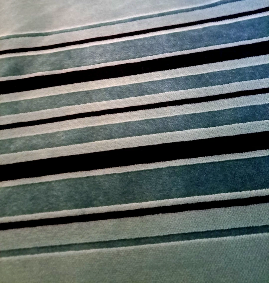 Chenille Upholstery Fabric Material Green Black Stripes Soft 2 Yards 74x52 - Image 2 of 4