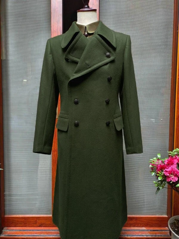 100% Cashmere Men's Overcoats Double Breasted Outdoor Wear Business Long Jackets - Image 2 of 4