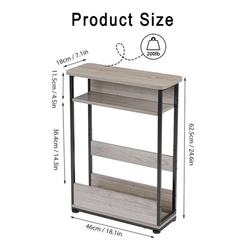 7.1" Narrow Side Table with Magazine Rack 3-Tier for Small Space End Table AU - Picture 2 of 5