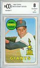 1969 Topps Bobby Bond baseball card, graded NM-MT 8, #630 in the set Giants