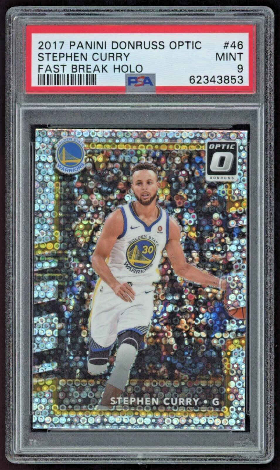 STEPHEN CURRY 2017 Panini Donruss Optic FAST BREAK Holo #46 PSA 9