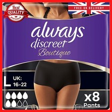 Always Discreet Boutique Incontinence Pants for Women, Large, Plus, Pack of 8 UK