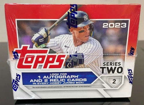 NEW Topps 2023 Series 2 MLB Trading Card Hobby JUMBO Box + Autograph + 2 Relics!