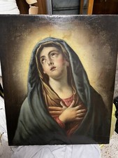 Antico Dipinto Olio Su Tela Madonna Addolorata 