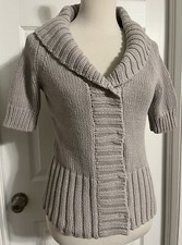 banana republic sweater cardigan short sleeve gray m fitted