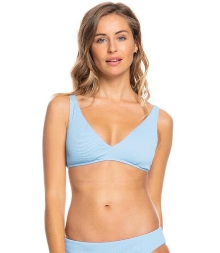 Roxy Women's Juniors' Ribbed Love The Oceana V-Neck Bikini Top Blue Size XL - 第 4/4 張圖片