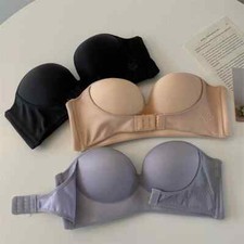 Invisible Push Up Bra Front Buckle Women Underwear Lingerie Strapless Seamless
