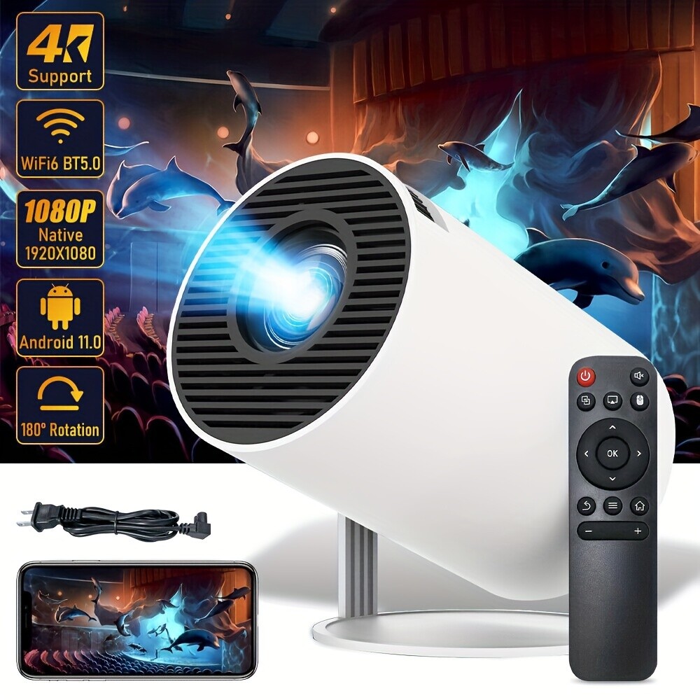 4K Mini Projector LED 1080P WiFi Bluetooth Portable Home Video Theater Cinema US-image