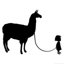 Little Girl Pet Llama - Decal Sticker - Multiple Colors & Sizes - ebn7571