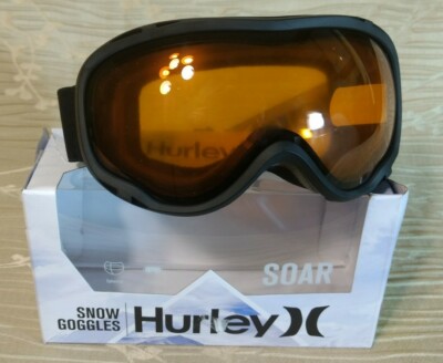 NIB* Hurley Soar Black Unisex Ski Snow Goggles Amber Spherical