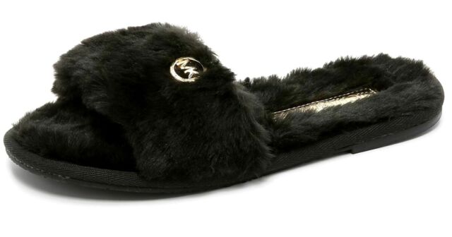 mk furry slippers
