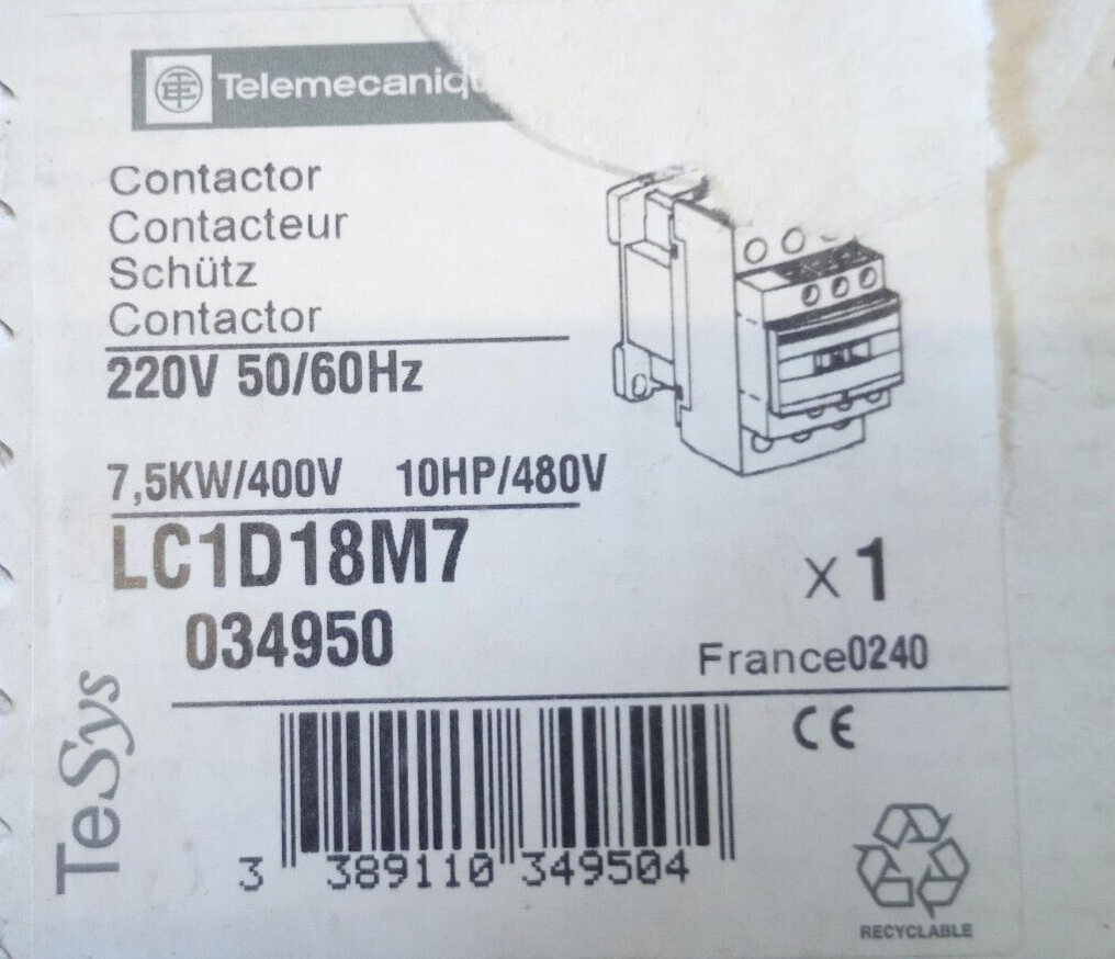 1 Pz LC1D18M7 CONTATTORE CA 18A Bobina 220 V CA 50/60 Hz - Foto 2