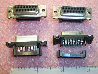 QTY (9) 15 POSITION DSUB IDC RIBBON CABLE RECEPTACLES HDF-20 DB-15 747303-3 TYCO