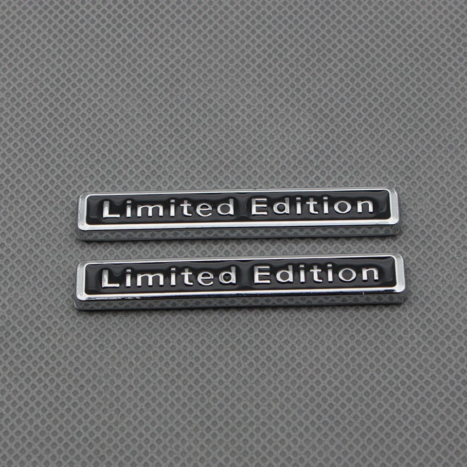 2Pcs Chrome Metal Black Coated Limited Edition Side Wing Badge Rear Trunk Emblem - Image 2 of 4