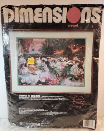 DIMENSIONS Crewel Embroidery Kit 1388 Dinner At The Ritz 1991 20x14 Gallery Open - Afbeelding 1 van 12
