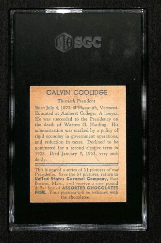 1932 U.S. Caramel Presidents Calvin Coolidge SGC 5 EX 7671 - Picture 2 of 4