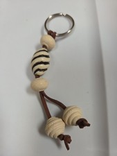 Beaded Keychain Cream And Black