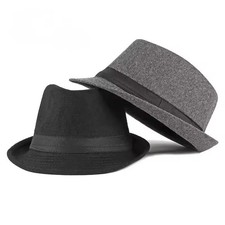 Classic Fedora Hats for Men Women Short Brim Felt Feather Hat Vintage Dress Hat