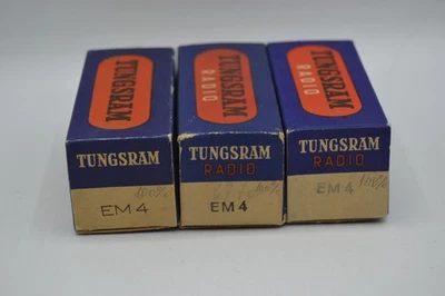 3x EM4 EM-4 TUNGSRAM Tubes Röhren Magic Eye NEU NEW NOS tested getestet - Bild 1 von 4