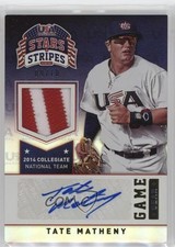 2015 Panini Stars and Stripes Game Gear 9/10 Tate Matheny #89 Auto 0b2