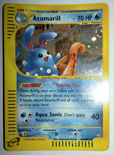 Azumarill H4/H32 Aquapolis Vintage Holo Rare Pokemon Card 2002 e-Reader SWIRL