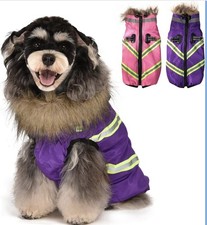 Dog Winter Coat with Built-in Harness Waterproof Warm Fleece Jacket Purple XL
