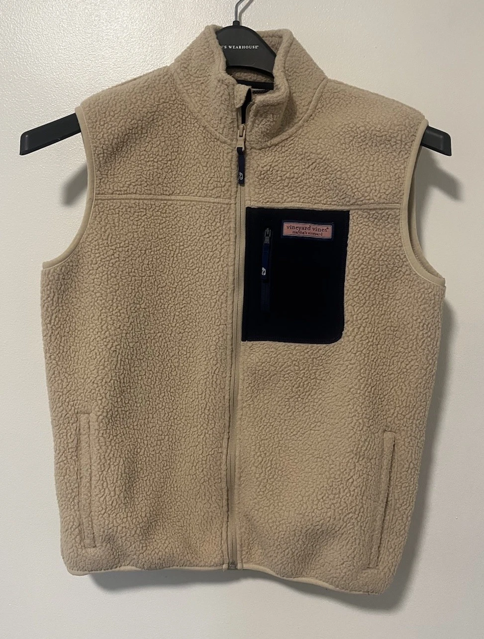 Vineyard Vines Full-Zip Stillwater Sherpa Vest Men’s XL Cream Pockets Logo