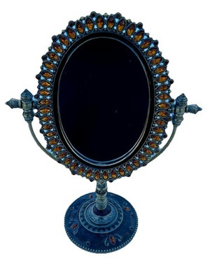 Floral Vintage Gold Brass and Crystal Gem vanity mirror Gothic-style decorative