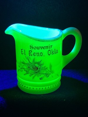 El Reno, Oklahoma Uranium Custard Glass Souvenir Creamer Antique OK OKLA