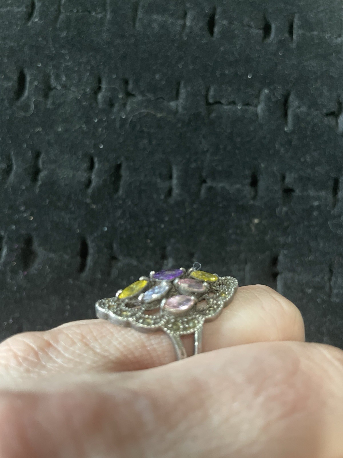 Multicolor Cluster Ring – Boho Cocktail Statement… - image 6