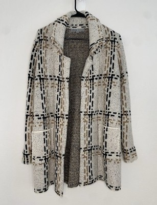 Absolutely famous cardigan sweater women's small beige/black open front layering