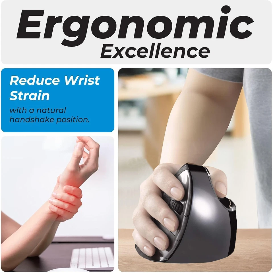 VMDMW Vertical Mouse 4 for Right Hand – Ergonomic Mouse Wireless USB, Helps R... - Image 2 of 4