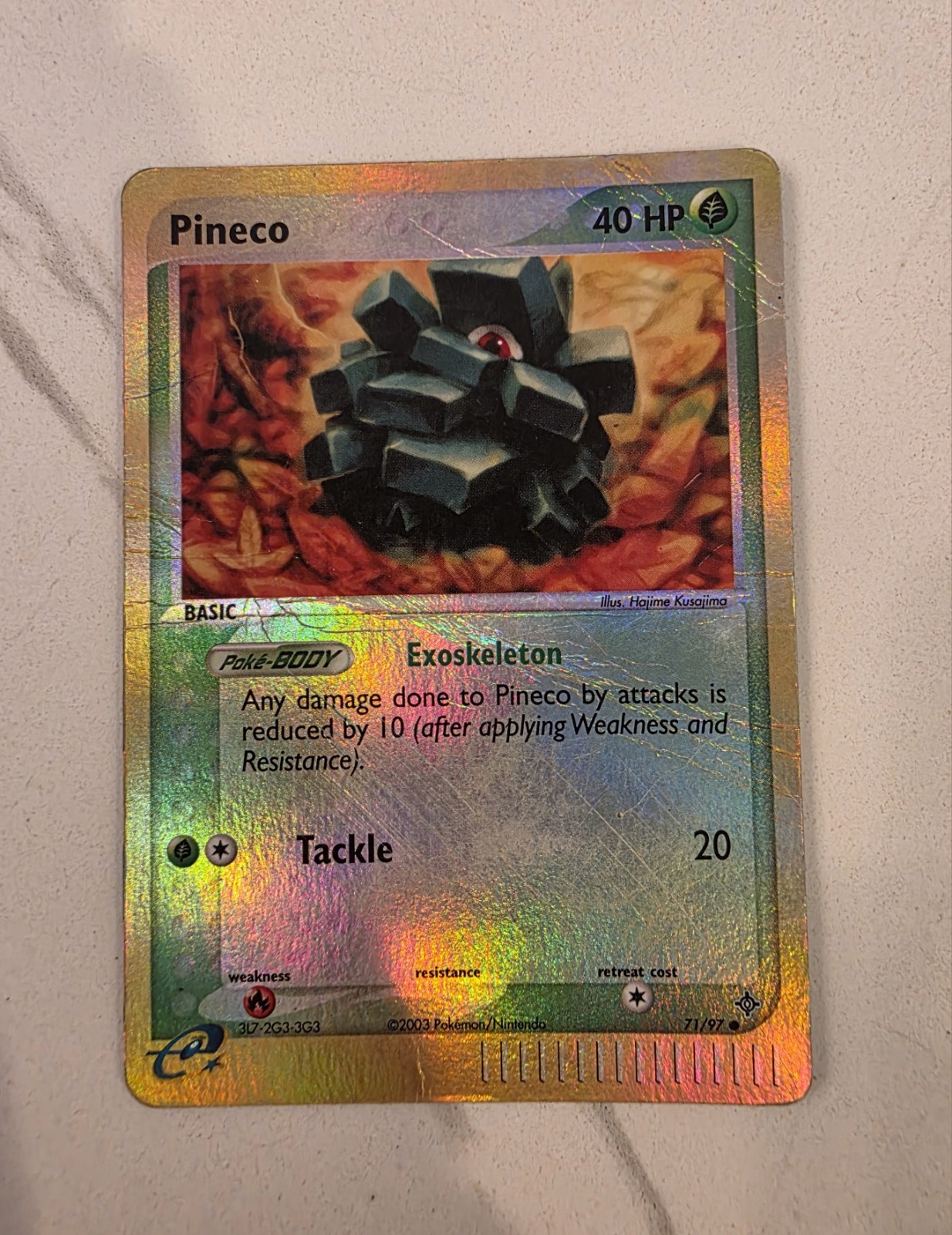 Pineco 71/97 Ex Dragon Reverse Holo Vintage Pokemon Card - HP
