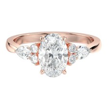 14K Rose Gold IGI Certified Lab Grown Diamond Anniversary Ring 2.50 Ct Oval Cut