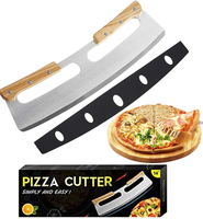 Pizza Schneider, Pizzaschneider Edelstahl Pizza Wiegemesser Mit Holzgriff Pizza