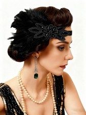 Tongcloud 1920s Flapper Feather Headband Roaring 1 Count Pack of 1 , Black