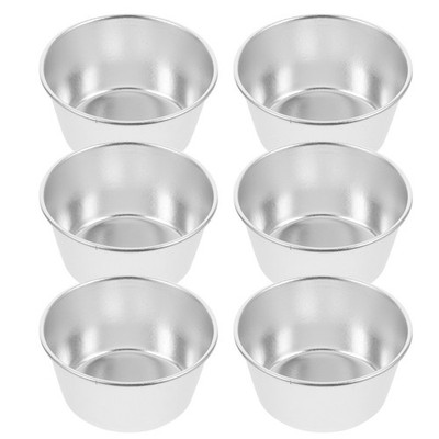 6 Pcs Heat Resistant Carbon Steel Non Stick Pudding Cups Baking Molds Silver