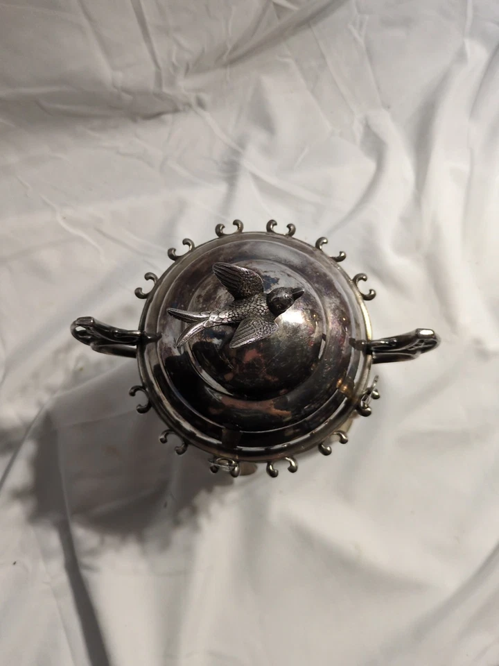 Wm. Rogers WR Cuádruple Plato de Plata Nueva York # 57 Pájaro Azúcar Cuchara Soporte Foto 2 de 4