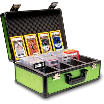 Impact Resistant Card Slab Case, 4 Row Design for Trading Cards, Lime Green