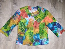 Coldwater Creek Womens 14 Jacket Batik Colorful Button Up Floral Artsy Stretch