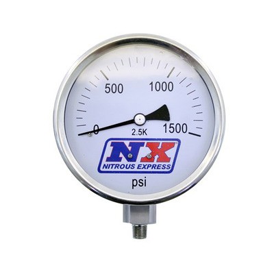 Nitrous Express 15540, One Nitrous Pressure Gauge 0-1500 psi 4 in Dia Mechanical