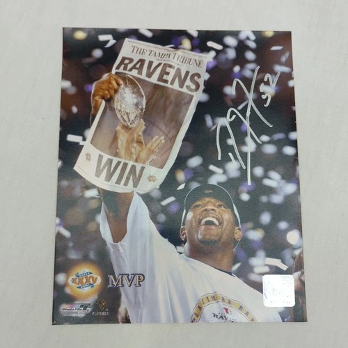 Ray Lewis Autographed 8x10 Baltimore Ravens Super Bowl XXXV Licensed
