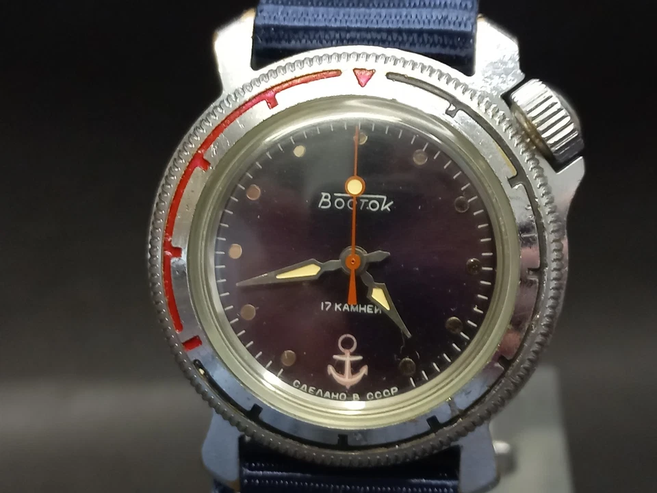 Reloj de pulsera soviético vintage Vostok Komandirskie ancla, reloj mecánico URSS Foto 3 de 4